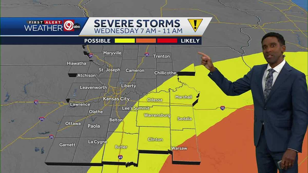 Some scattered storms possible early Wednesday in SE Kansas City
