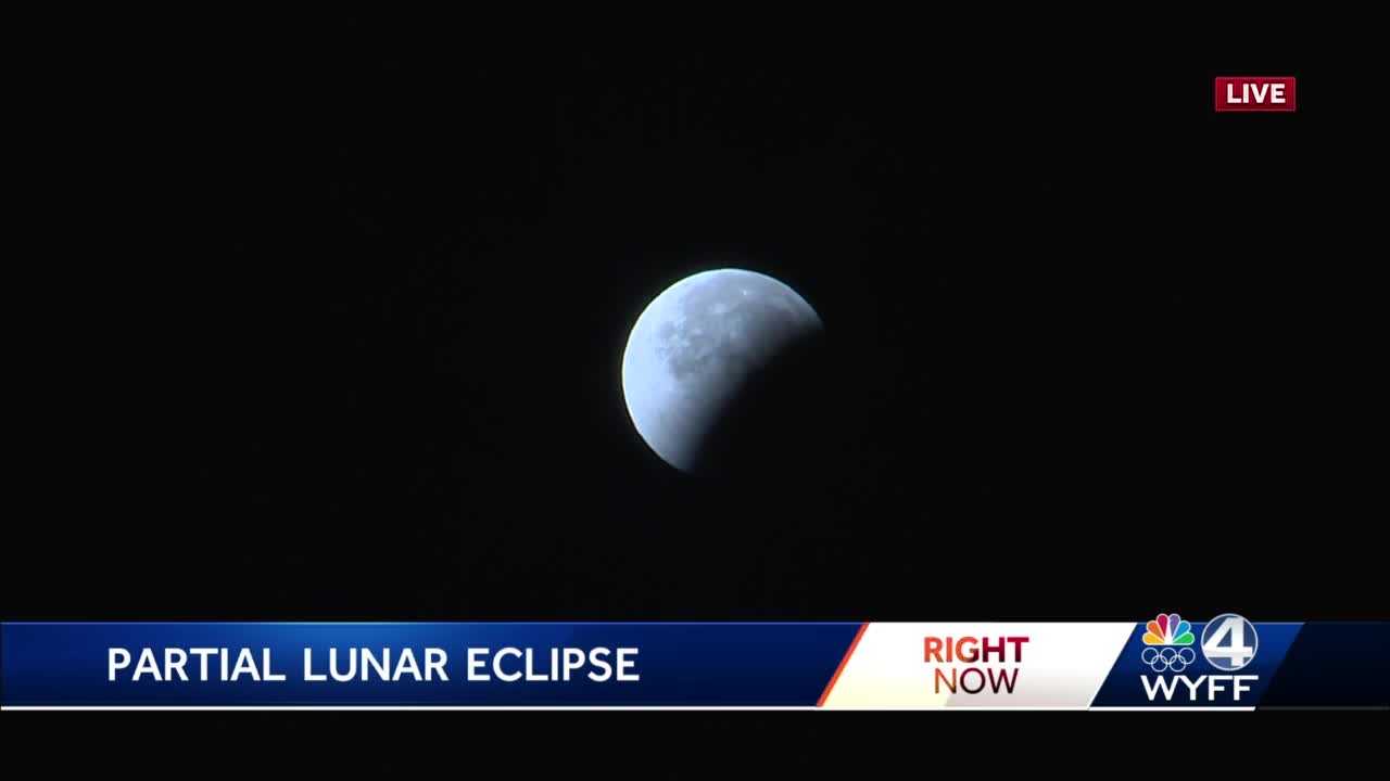 Pictures of near-total lunar eclipse