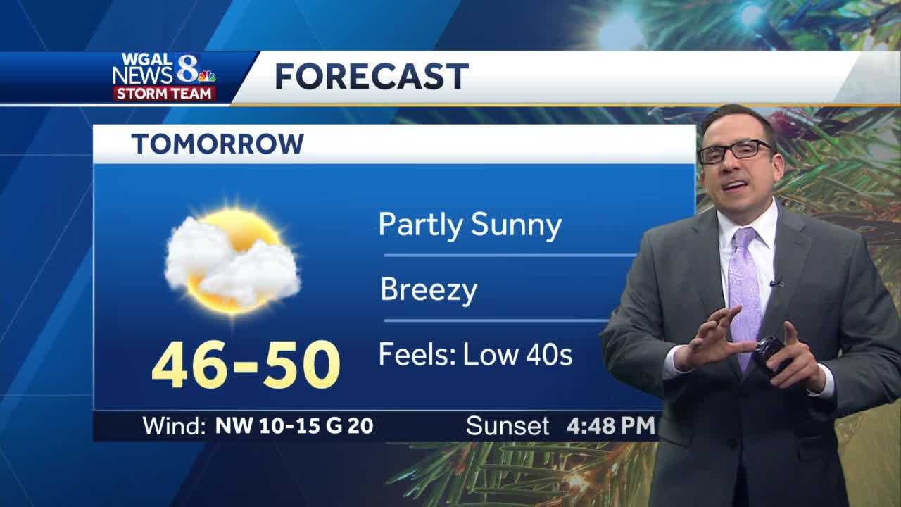 Breezy & Mild Sunday; Wintry Mix Possible Monday