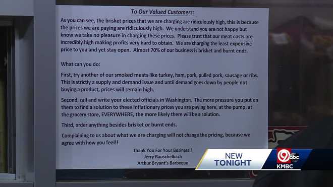 Restaurant asks customers not to order certain items as prices rise