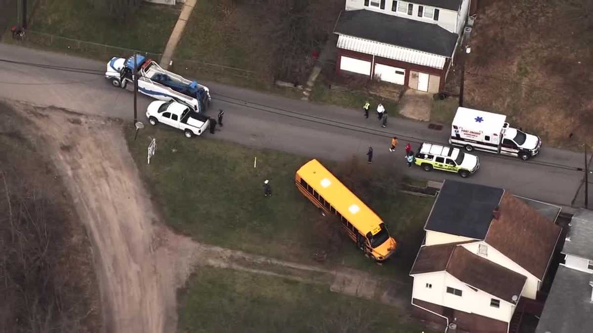 Sky 4 Video: School bus goes off road in Washington County