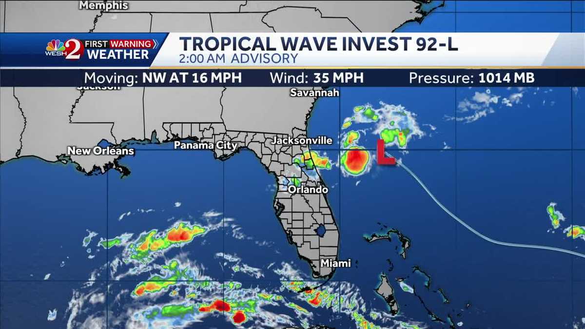 Invest 92-L closes in near Florida’s coast, could become short-lived tropical depression