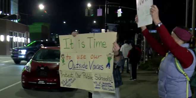 JCTA participate in nationwide walk-in at J. Graham Brown School against U.S. Department of Education cuts