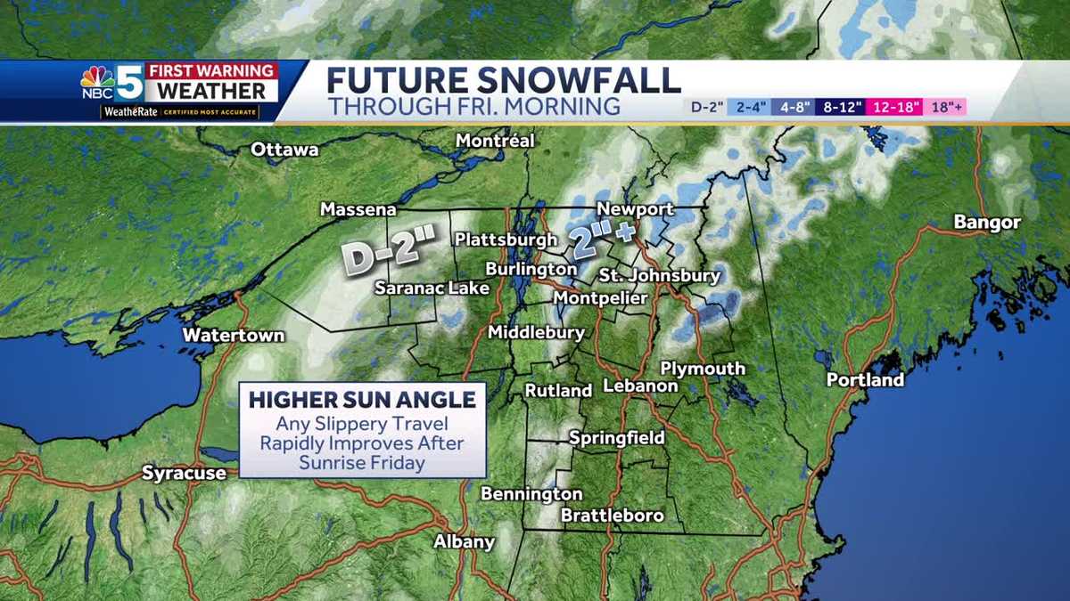 Light snow expected for parts of Vermont, New Hampshire early Friday