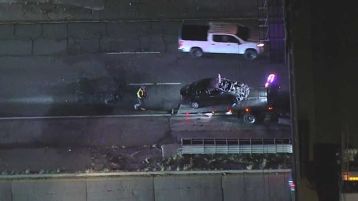 Crash and car fire in Moore cause traffic on northbound I-35