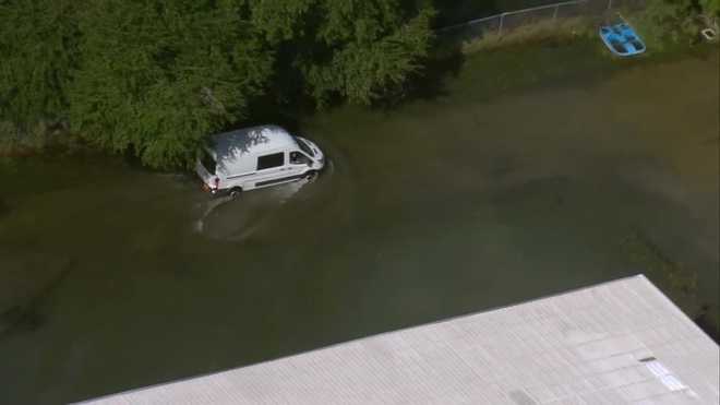 Flooded roads in Lake County on Monday, Oct. 27, 2025