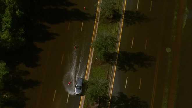 Flooded roads in Lake County on Monday, Oct. 27, 2025