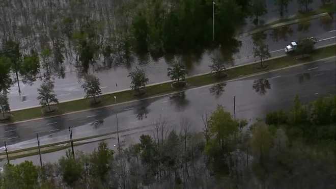 Flooded roads in Lake County on Monday, Oct. 27, 2025