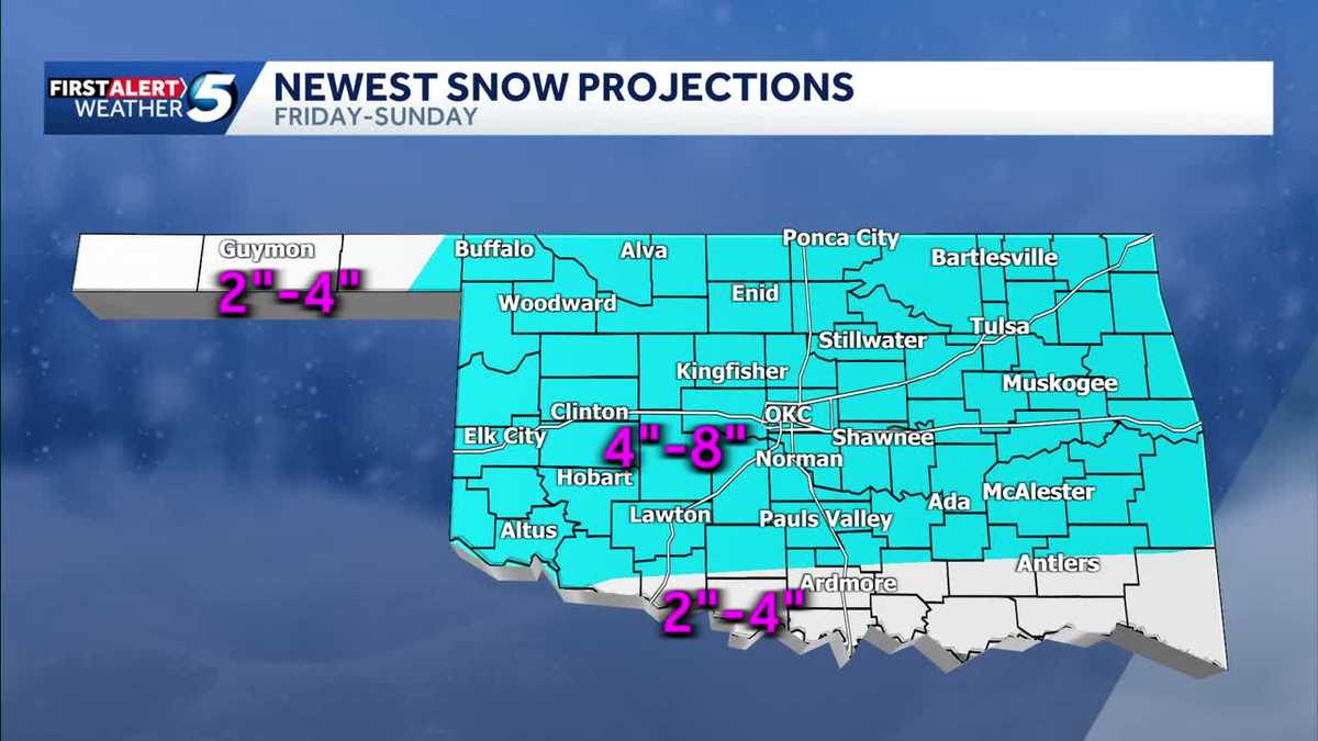 TIMELINE: Snow totals changing in Oklahoma ahead of Arctic blast and winter storm