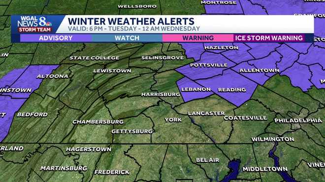 Winter weather advisory in effect for parts of Pennsylvania