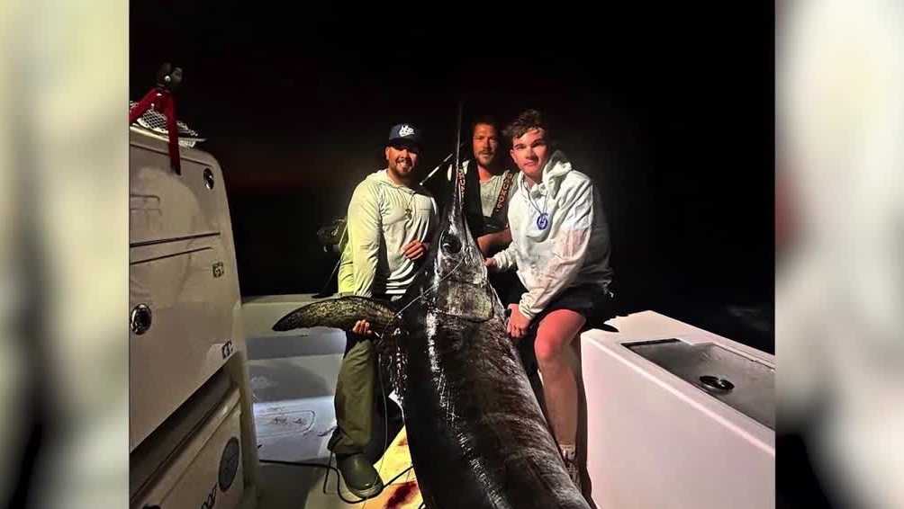 Family fishing trip turns into 480-pound swordfish catch of a lifetime