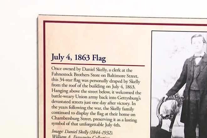 a historic american flag that flew proudly above gettysburg as soldiers returned from battle in 1863 is now on public display for the first time.