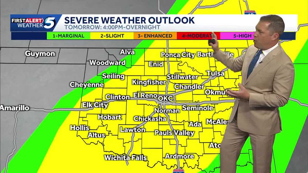 TIMELINE: Severe storms with tornado threat, large hail risk possible across Oklahoma Friday