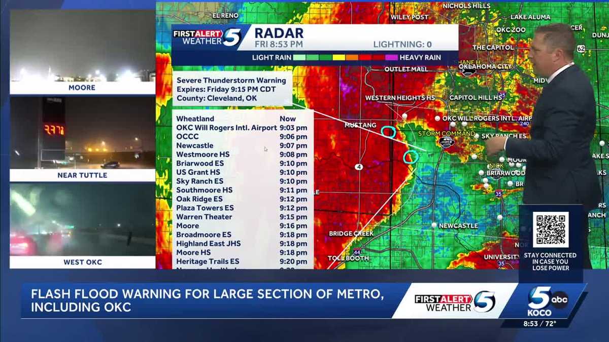 Tornado warning issued for central Oklahoma