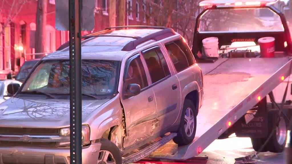 Cars seen being towed away from scene after hit-and-run crash in Lancaster City