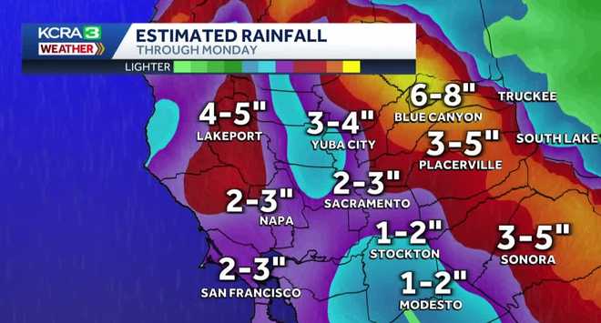 Northern California forecast rain totals as of Jan. 2, 2026