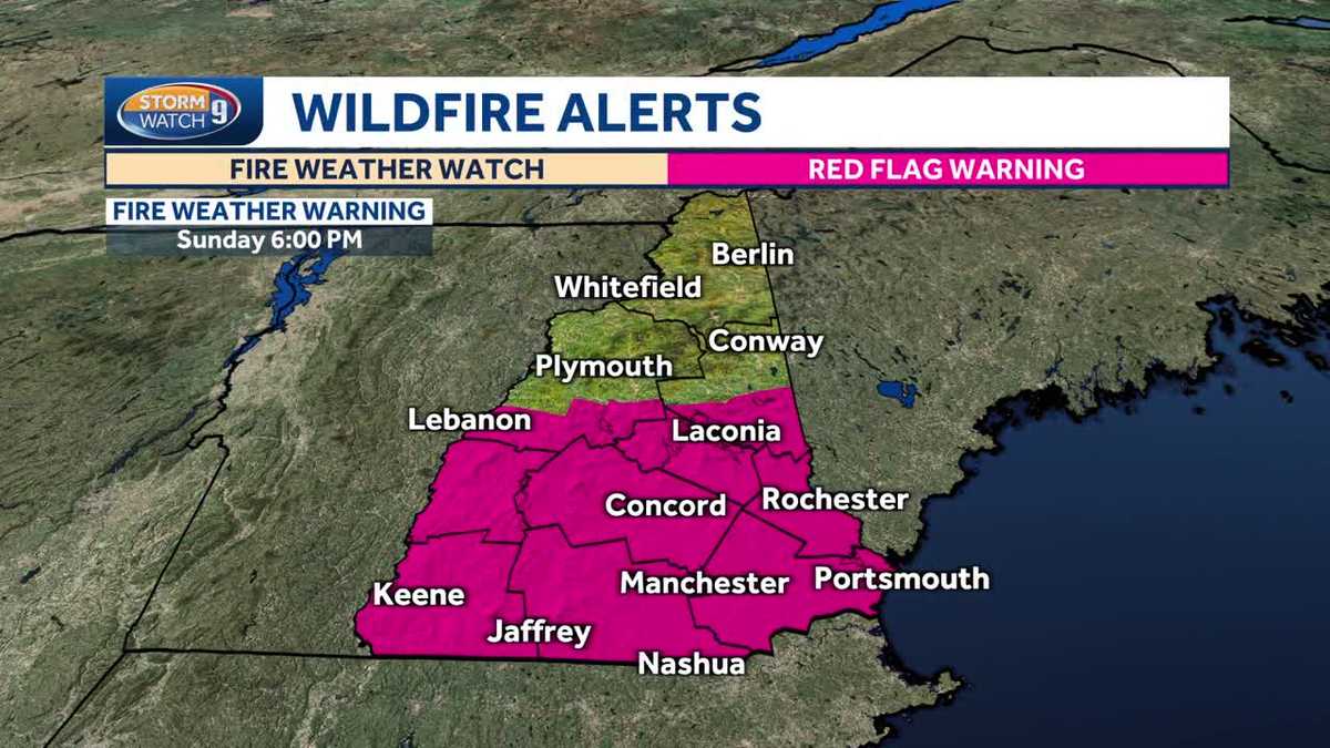 Red flag warning in effect for southern half of New Hampshire