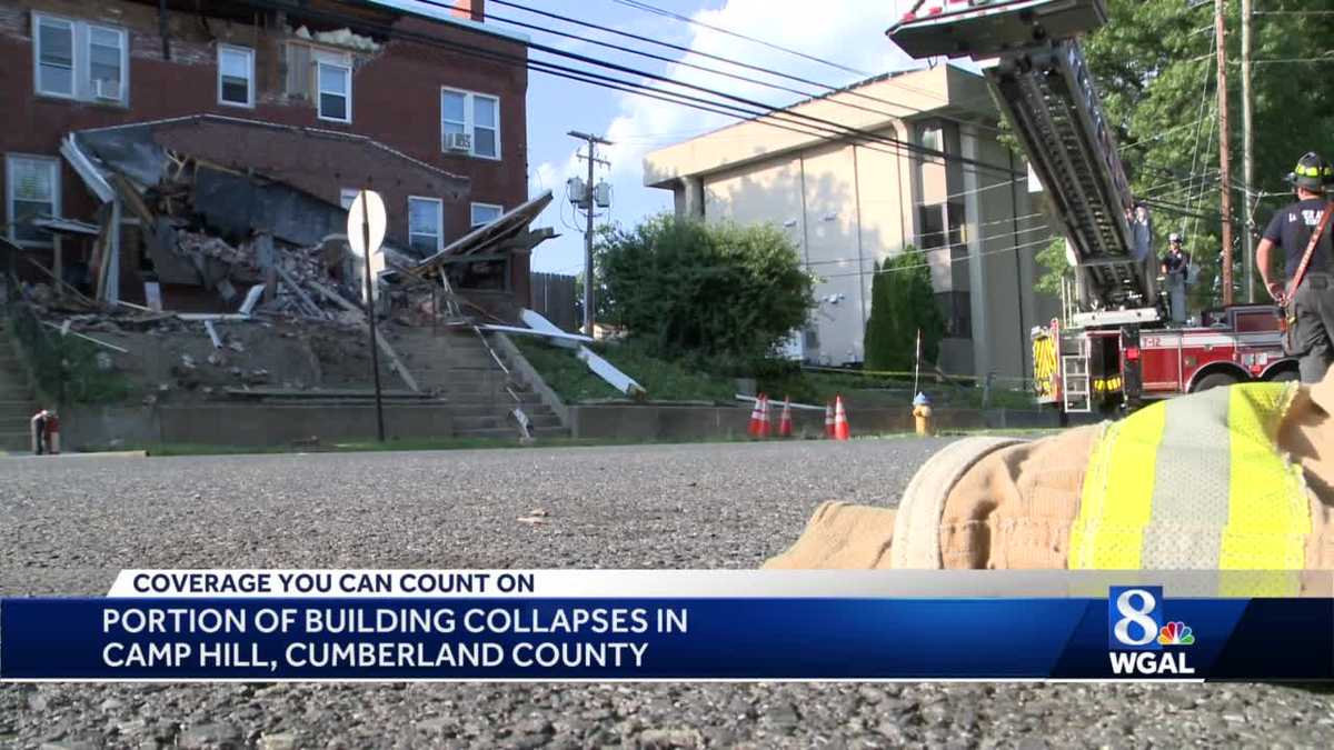 Partial building collapse along rowhomes in Camp Hill, Cumberland 