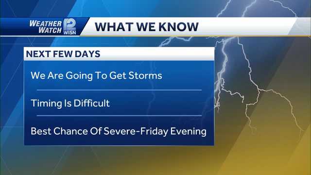 Rounds of showers, storms likely Thursday evening and Friday