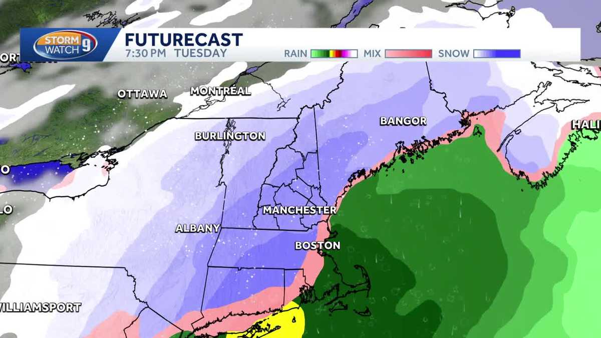 Light mix Sunday, snow possible Tuesday