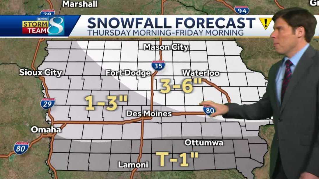 Here's our latest snowfall forecast for Iowa Thursday through Friday