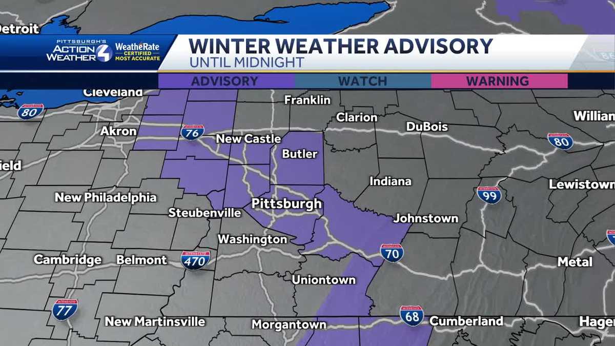 Winter Weather Advisory issued for majority of Western Pennsylvania