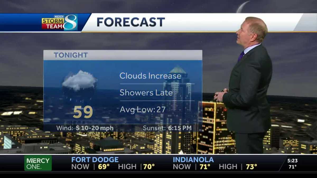 Clouds increase Tuesday evening, showers possible
