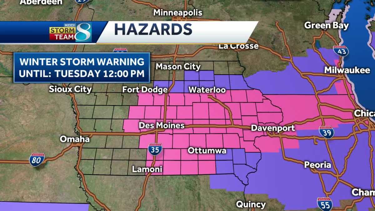 Major winter storm moving into Iowa Monday