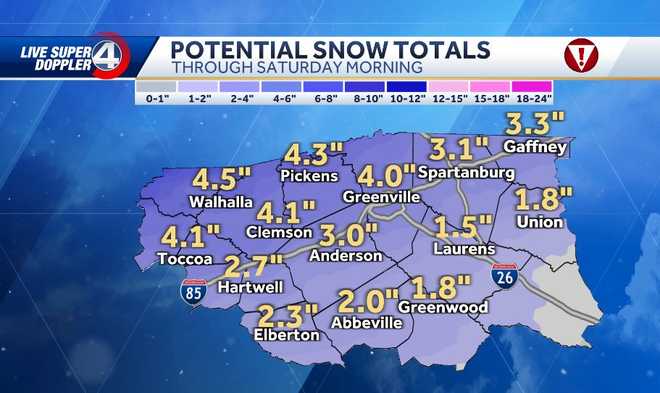 South Carolina: Snow Amounts Expected Increasing