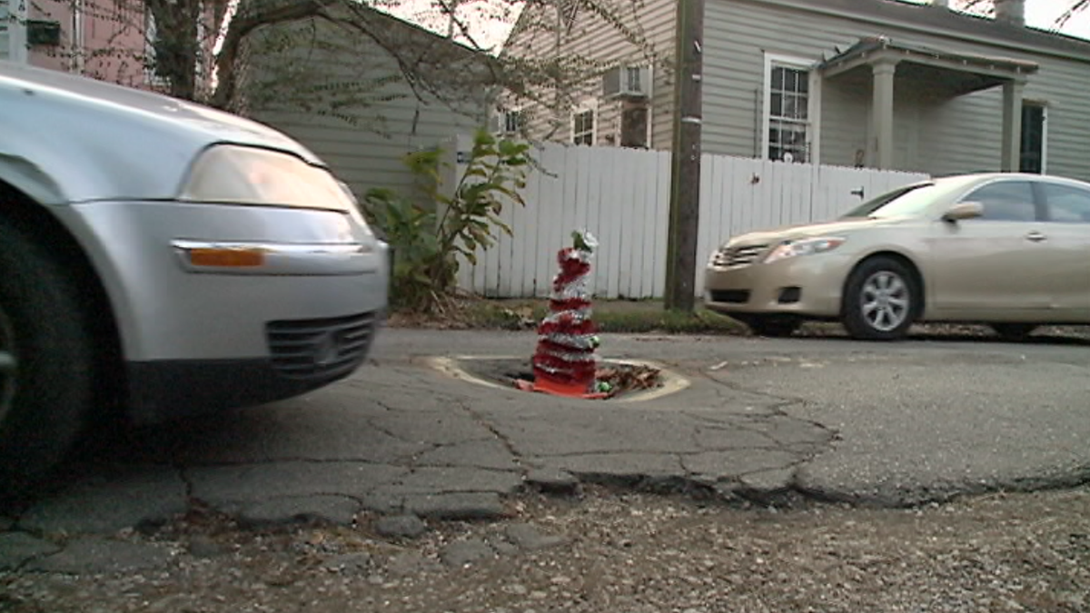These neighborhood potholes in New Orleans received Christmas makeovers
