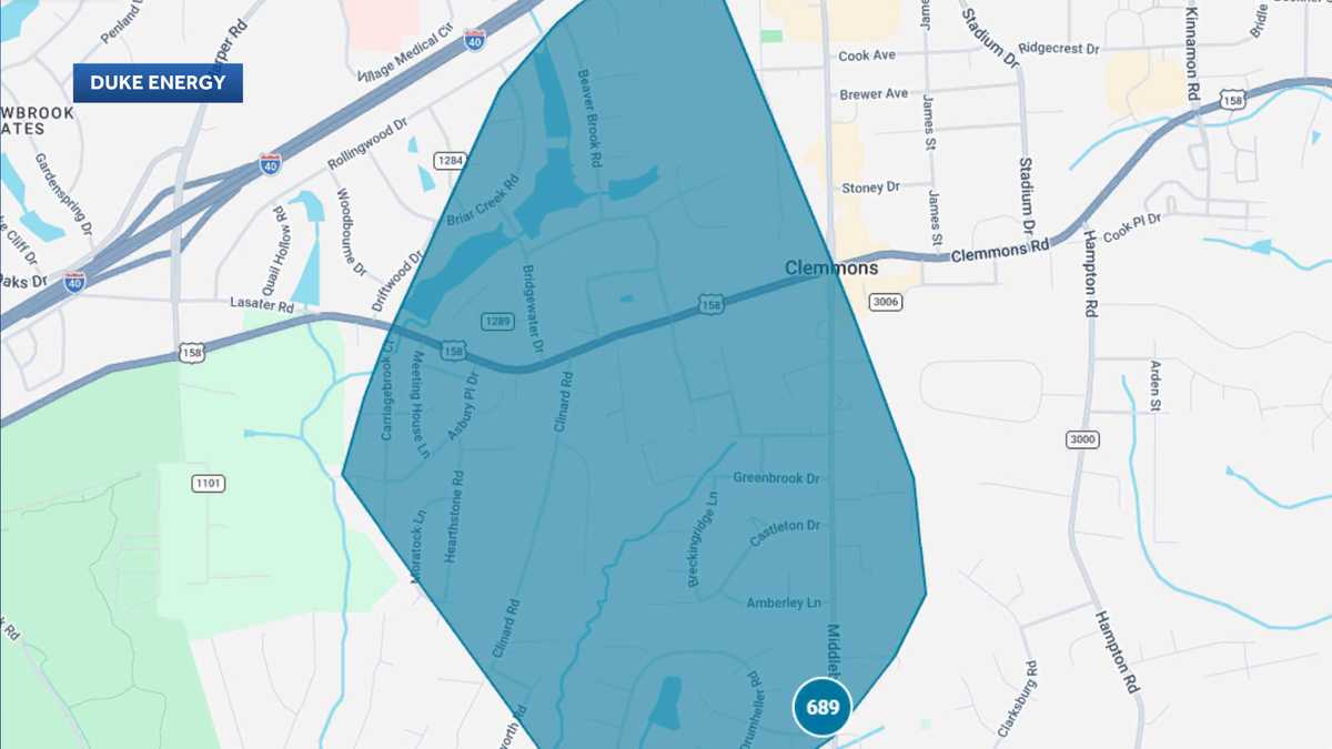 Duke Energy's outage map showed more than 600 customers without power