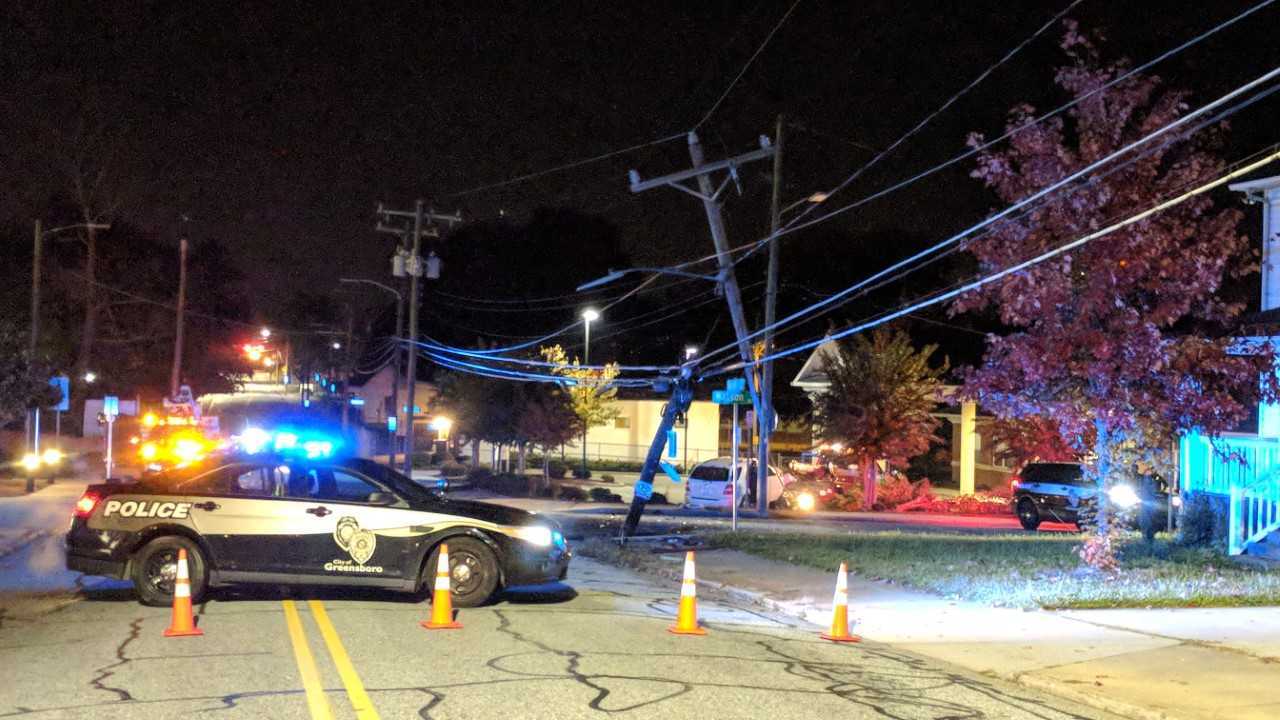 Driver Injured After Crashing Into Utility Pole In Greensboro