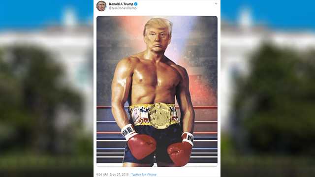 President Donald Trump edited a picture of his face on Rocky Balboa's body.