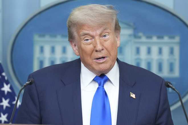 President Donald Trump speaks to the media, Friday, June 27, 2025, in the briefing room of the White House in Washington.
