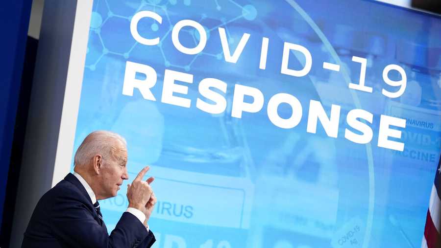 President Joe Biden speaks about the government&apos;s COVID-19 response, in the South Court Auditorium in the Eisenhower Executive Office Building on the White House Campus in Washington, Thursday, Jan. 13, 2022. (AP Photo/Andrew Harnik)