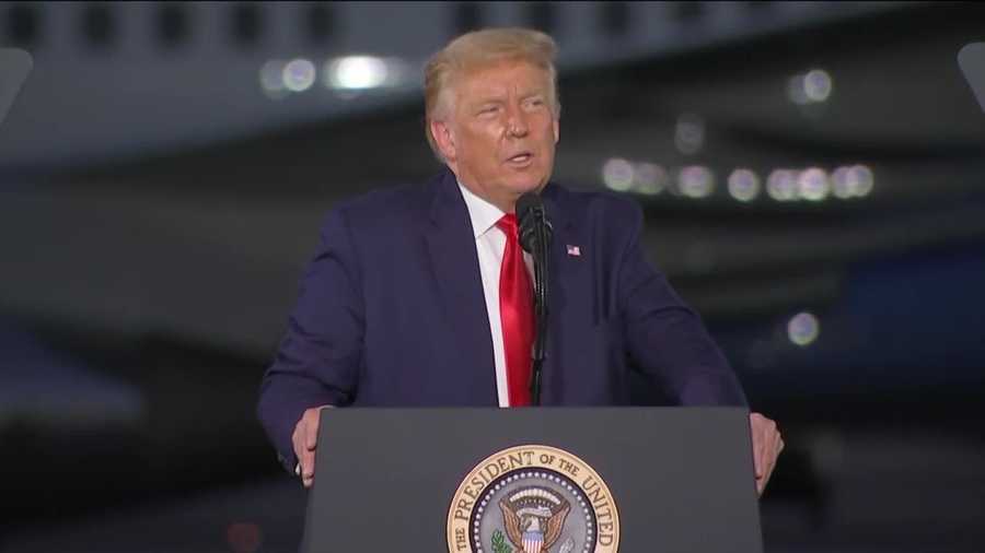 President Donald Trump speaks in New Hampshire prior to the 2020 general election.