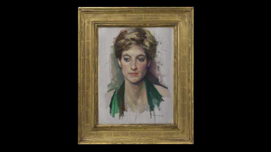 The oil sketch, a preparatory study for a formal full-length portrait by American artist Nelson Shanks, was completed in 1994, three years before Diana's death in Paris.