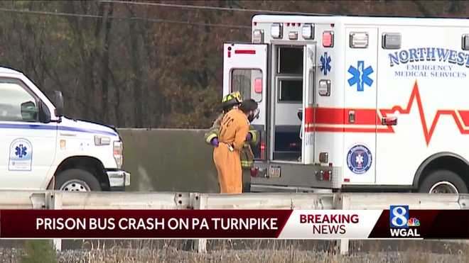 PRISONER TRANSPORT BUS involved in crash on Pa. Turnpike