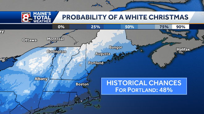 A white Christmas in Maine? Here are the chances