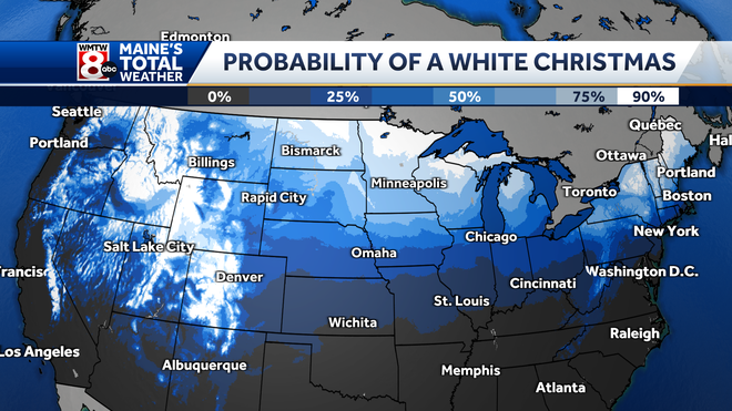 A white Christmas in Maine? Here are the chances