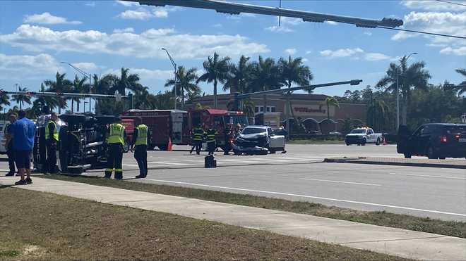 Greater Naples Fire vehicle involved in rollover crash