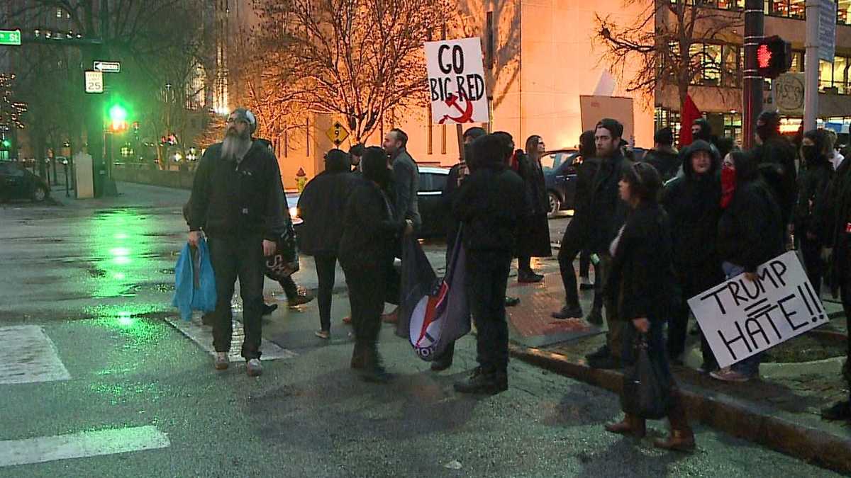 Protesters gather in downtown Omaha after Trump swears in as 45th President