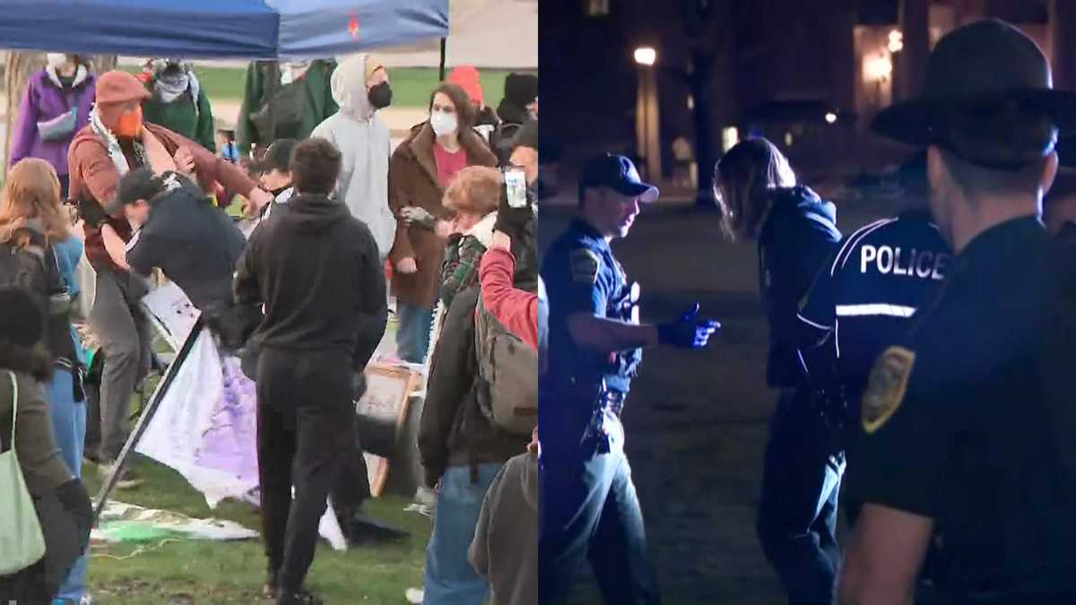 Police in riot gear break up Dartmouth College protest