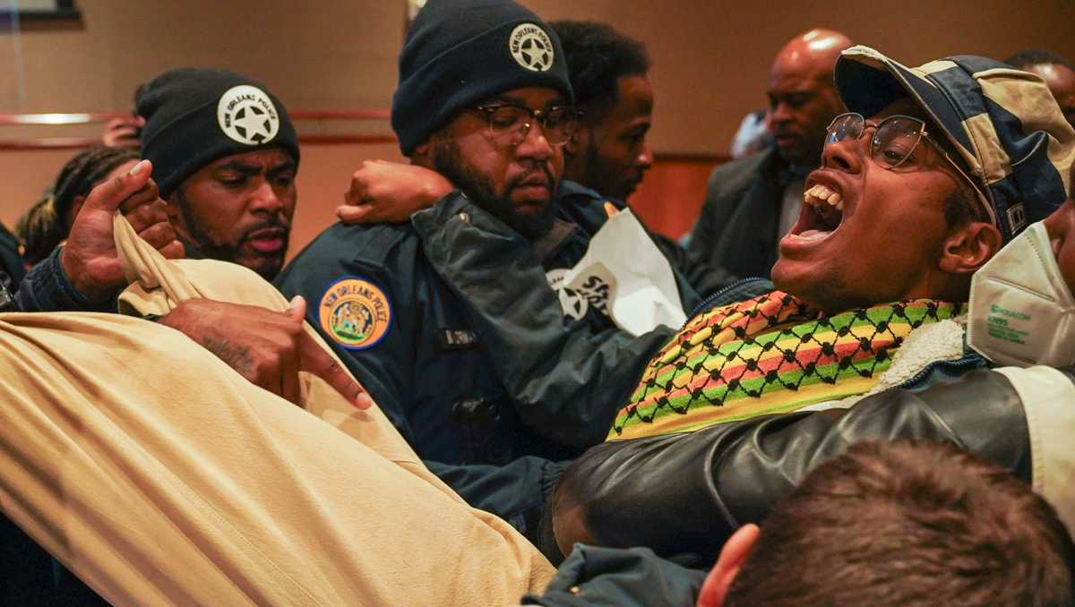 New Orleans City Council meeting briefly paused after protest erupts in council chambers