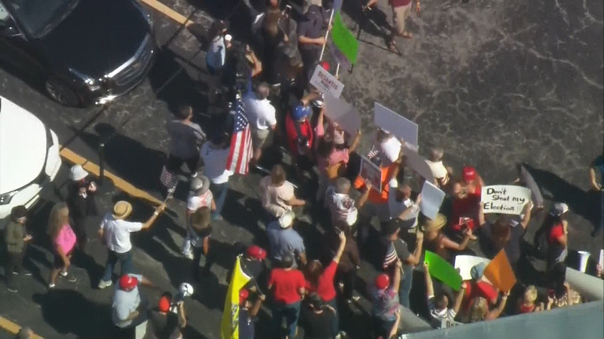 GOP protesters sing anthem outside vote count in Broward County