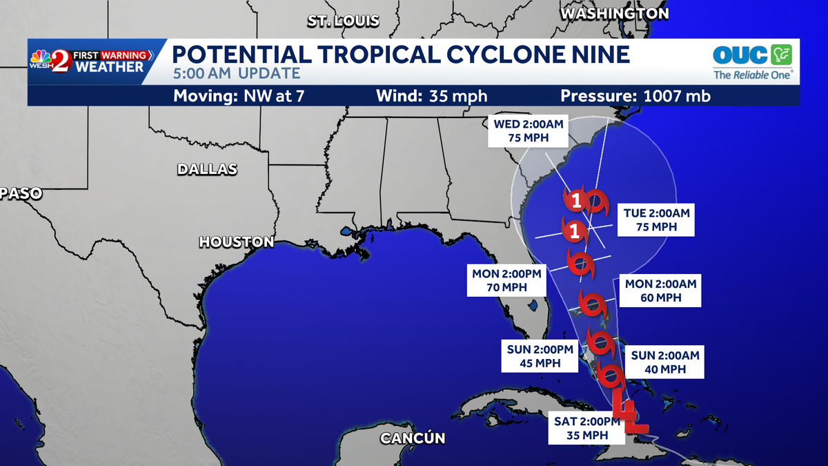 Tropical Depression 9: Maps, path, spaghetti models