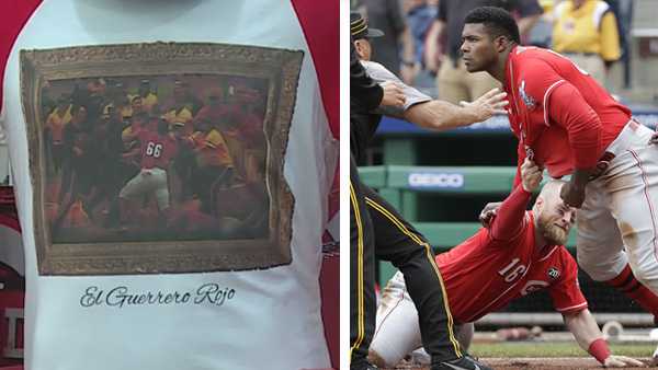 Yasiel Puig wears shirt of himself fighting the Pirates, becomes instant  Cincinnati legend, This is the Loop