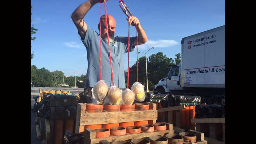 Pyro technicians get ready for the Wells Fargo Red, White and Blue display in Greenville