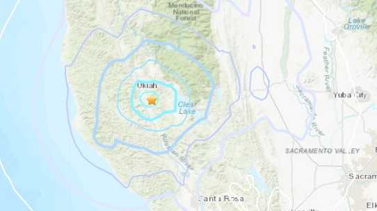 A 4.4-magnitude earthquake strikes near Ukiah, Northern California