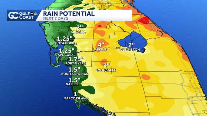 Scattered showers and storms across the Gulf Coast Sunday Easter night